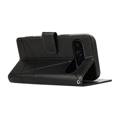 DF-06 For Google Pixel 9 Pro Protective Case Line Imprinted PU Leather Wallet Phone Cover