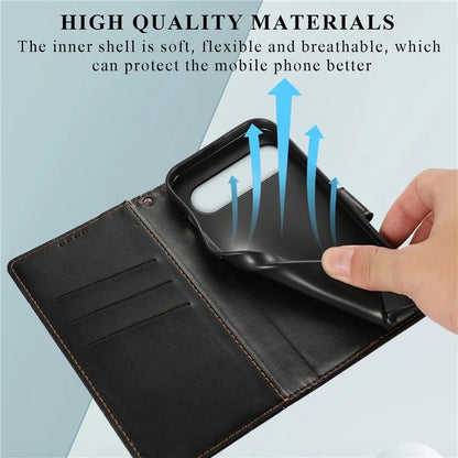 DF-06 For Google Pixel 9 Pro Protective Case Line Imprinted PU Leather Wallet Phone Cover