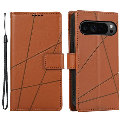 DF-06 For Google Pixel 9 Pro Protective Case Line Imprinted PU Leather Wallet Phone Cover