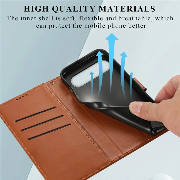 DF-06 For Google Pixel 9 Pro Protective Case Line Imprinted PU Leather Wallet Phone Cover