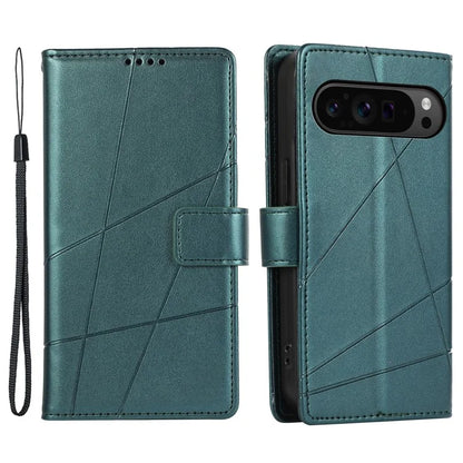 DF-06 For Google Pixel 9 Pro Protective Case Line Imprinted PU Leather Wallet Phone Cover
