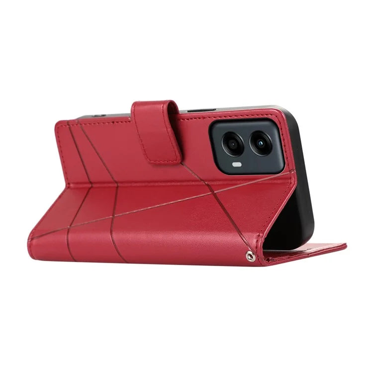 DF-06 For Motorola Moto G Stylus 5G (2024) Case PU Leather Line Imprinted Flip Phone Cover with Wallet