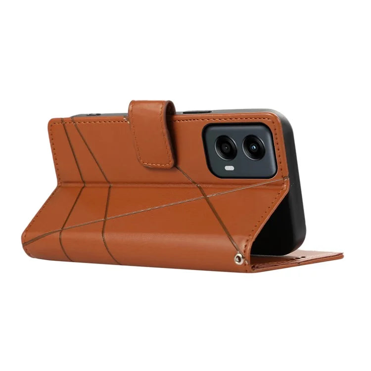 DF-06 For Motorola Moto G Stylus 5G (2024) Case PU Leather Line Imprinted Flip Phone Cover with Wallet