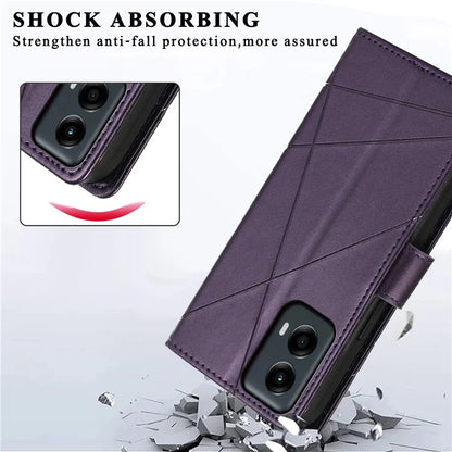 DF-06 For Motorola Moto G Stylus 5G (2024) Case PU Leather Line Imprinted Flip Phone Cover with Wallet