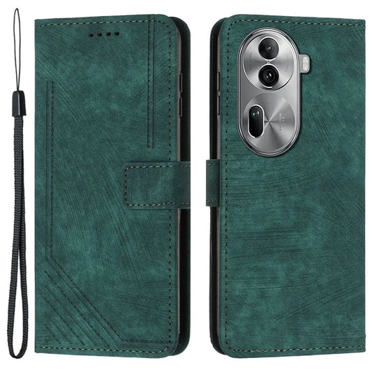 For Oppo Reno11 Pro 5G (Global) / Reno11 (China) 5G Case Lines Imprinted PU Leather Phone Cover