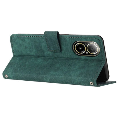 For Realme C67 4G Leather Case Lines Imprinted Folding Stand Phone Cover