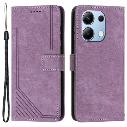 For Xiaomi Redmi Note 13 4G Case Skin Texture Leather Wallet Cover Lines Imprinted