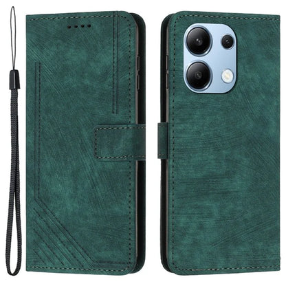 For Xiaomi Redmi Note 13 4G Case Skin Texture Leather Wallet Cover Lines Imprinted