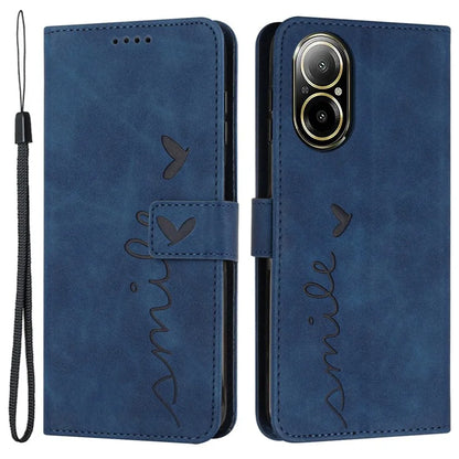 For Realme C67 4G Case with Strap Heart Imprinted PU Leather Phone Cover