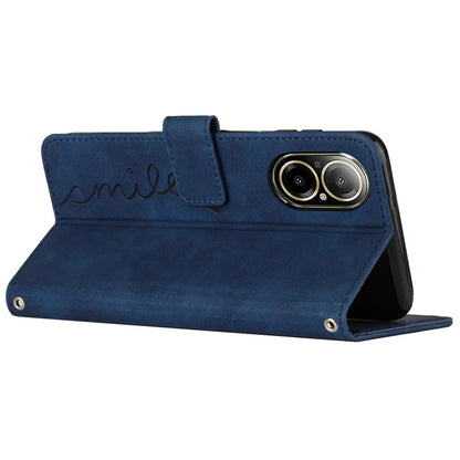 For Realme C67 4G Case with Strap Heart Imprinted PU Leather Phone Cover