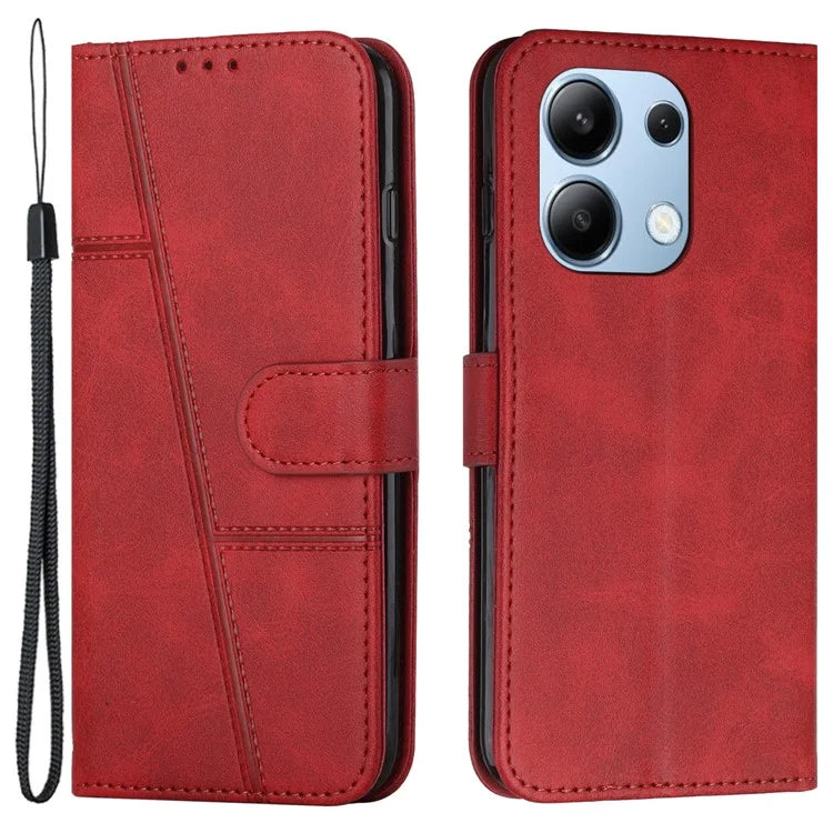For Xiaomi Redmi Note 13 4G Case PU Leather+TPU Stand Magnetic Closure Shockproof Phone Cover