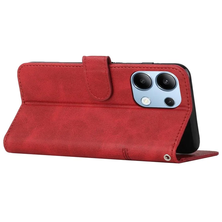 For Xiaomi Redmi Note 13 4G Case PU Leather+TPU Stand Magnetic Closure Shockproof Phone Cover