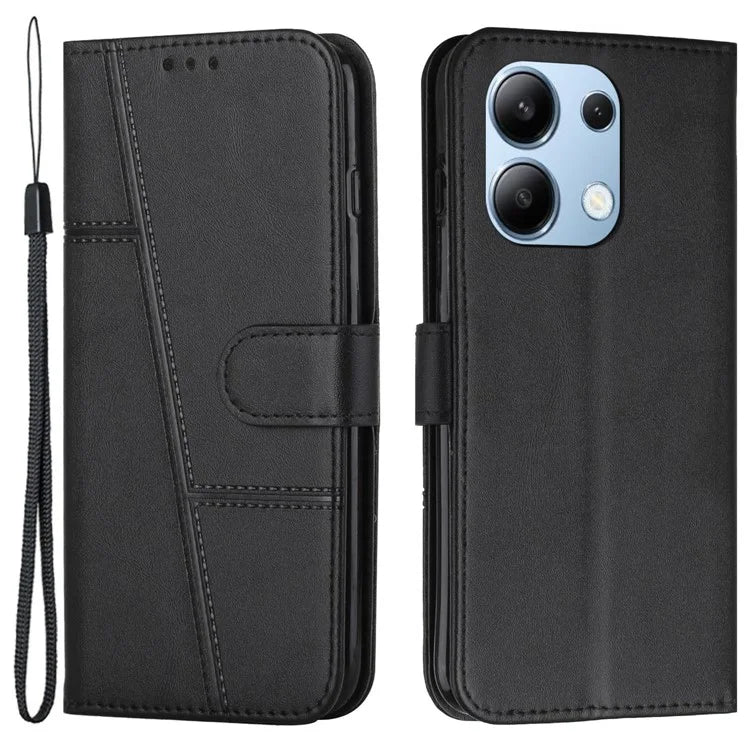 For Xiaomi Redmi Note 13 4G Case PU Leather+TPU Stand Magnetic Closure Shockproof Phone Cover