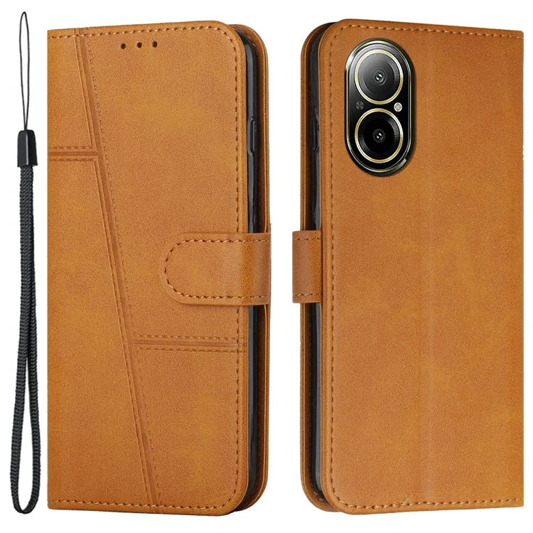 For Realme C67 4G Case Stitiching PU Leather Wallet Shockproof Phone Cover