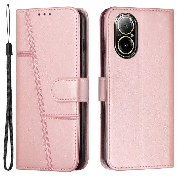 For Realme C67 4G Case Stitiching PU Leather Wallet Shockproof Phone Cover