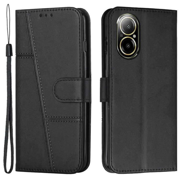 For Realme C67 4G Case Stitiching PU Leather Wallet Shockproof Phone Cover