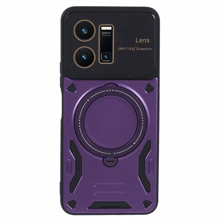 For vivo Y35 4G (2022) / Y22s 4G / Y22 4G Magnetic Case PC+TPU Kickstand Back Phone Cover