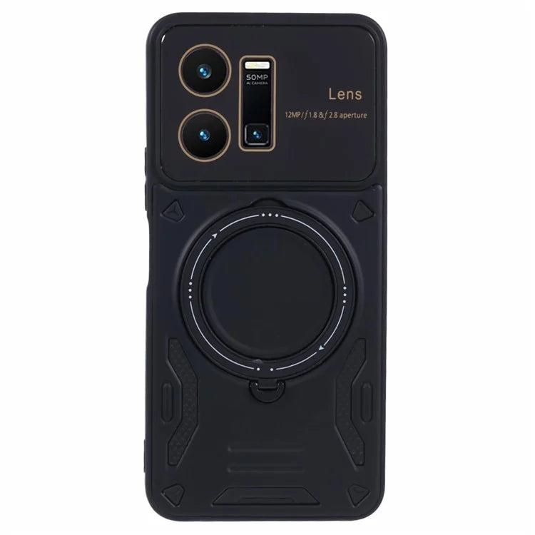 For vivo Y35 4G (2022) / Y22s 4G / Y22 4G Magnetic Case PC+TPU Kickstand Back Phone Cover