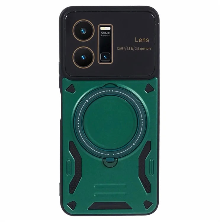 For vivo Y35 4G (2022) / Y22s 4G / Y22 4G Magnetic Case PC+TPU Kickstand Back Phone Cover