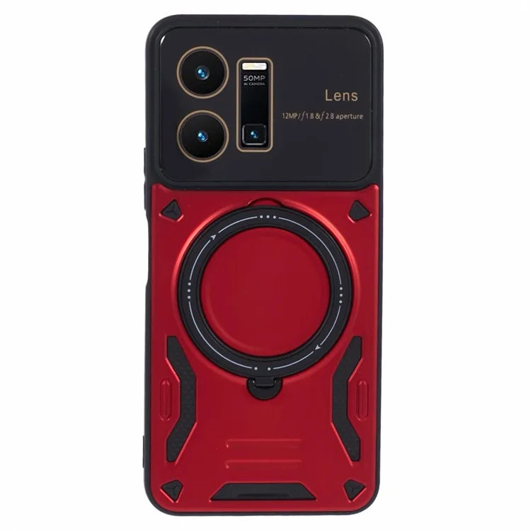 For vivo Y35 4G (2022) / Y22s 4G / Y22 4G Magnetic Case PC+TPU Kickstand Back Phone Cover