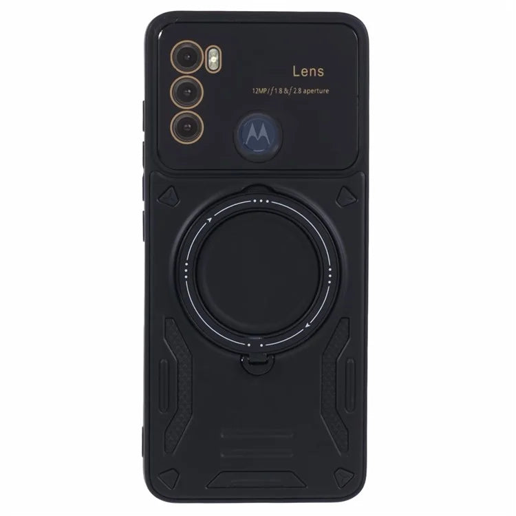For Motorola Moto G60 Case Magnetic Ring Kickstand PC+TPU Anti-drop Protective Shell