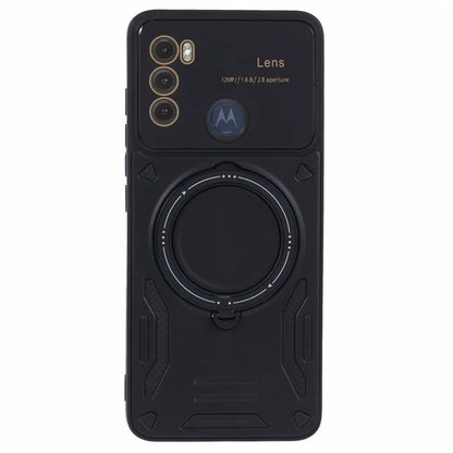 For Motorola Moto G60 Case Magnetic Ring Kickstand PC+TPU Anti-drop Protective Shell