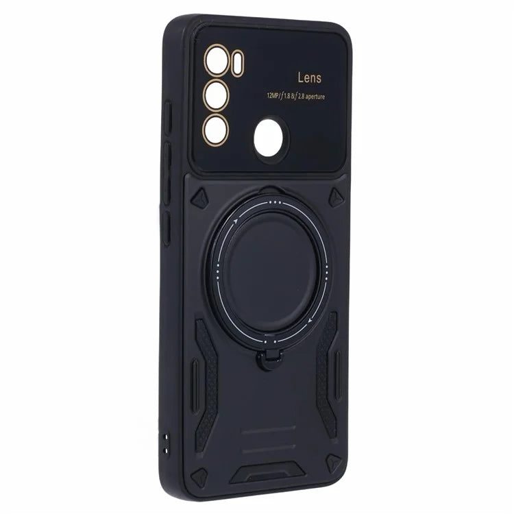 For Motorola Moto G60 Case Magnetic Ring Kickstand PC+TPU Anti-drop Protective Shell