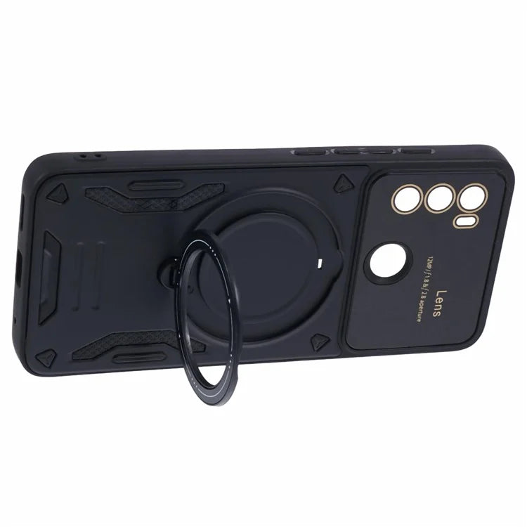 For Motorola Moto G60 Case Magnetic Ring Kickstand PC+TPU Anti-drop Protective Shell