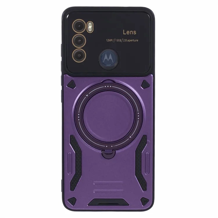 For Motorola Moto G60 Case Magnetic Ring Kickstand PC+TPU Anti-drop Protective Shell