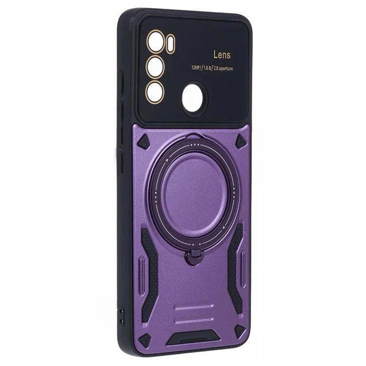 For Motorola Moto G60 Case Magnetic Ring Kickstand PC+TPU Anti-drop Protective Shell