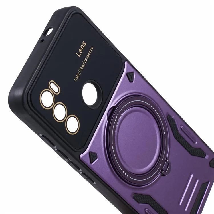 For Motorola Moto G60 Case Magnetic Ring Kickstand PC+TPU Anti-drop Protective Shell