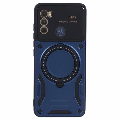 For Motorola Moto G60 Case Magnetic Ring Kickstand PC+TPU Anti-drop Protective Shell