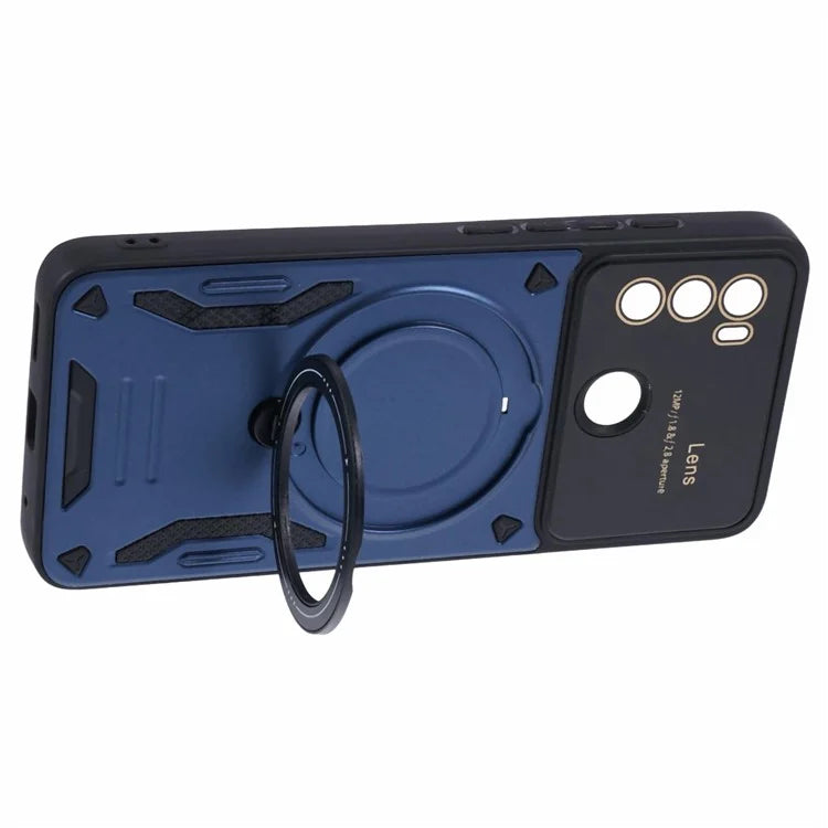 For Motorola Moto G60 Case Magnetic Ring Kickstand PC+TPU Anti-drop Protective Shell