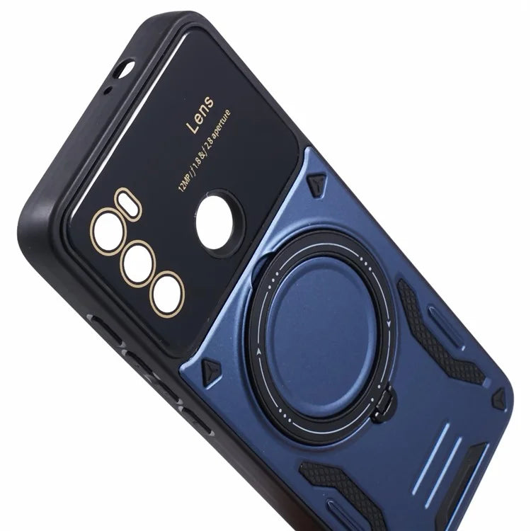 For Motorola Moto G60 Case Magnetic Ring Kickstand PC+TPU Anti-drop Protective Shell