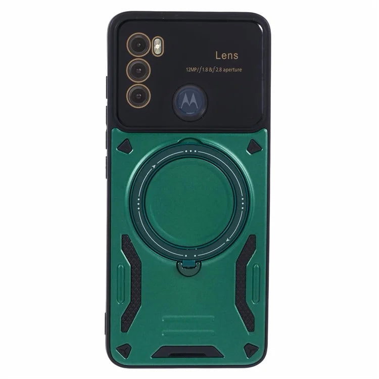 For Motorola Moto G60 Case Magnetic Ring Kickstand PC+TPU Anti-drop Protective Shell