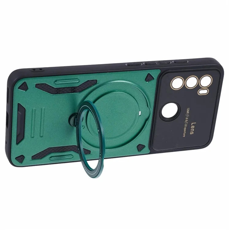For Motorola Moto G60 Case Magnetic Ring Kickstand PC+TPU Anti-drop Protective Shell