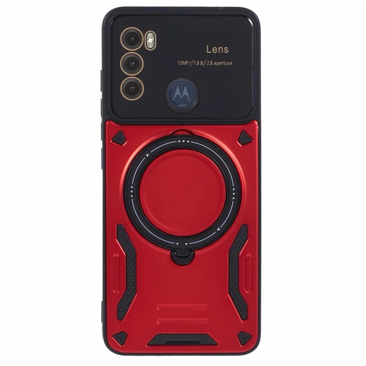 For Motorola Moto G60 Case Magnetic Ring Kickstand PC+TPU Anti-drop Protective Shell