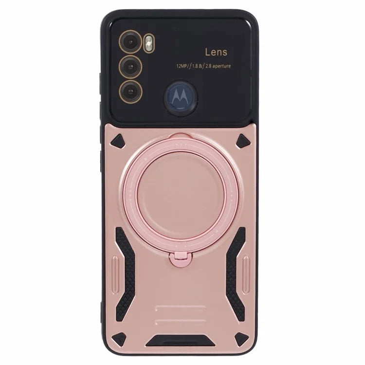 For Motorola Moto G60 Case Magnetic Ring Kickstand PC+TPU Anti-drop Protective Shell