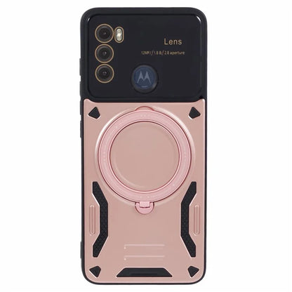 For Motorola Moto G60 Case Magnetic Ring Kickstand PC+TPU Anti-drop Protective Shell
