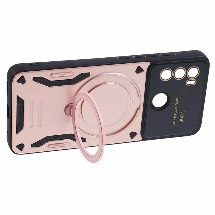 For Motorola Moto G60 Case Magnetic Ring Kickstand PC+TPU Anti-drop Protective Shell