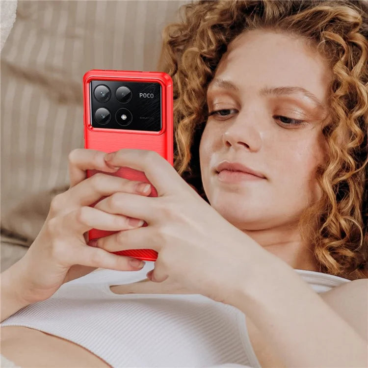 For Xiaomi Poco X6 Pro 5G / Redmi K70E 5G Case Carbon Fiber Texture Phone TPU Cover