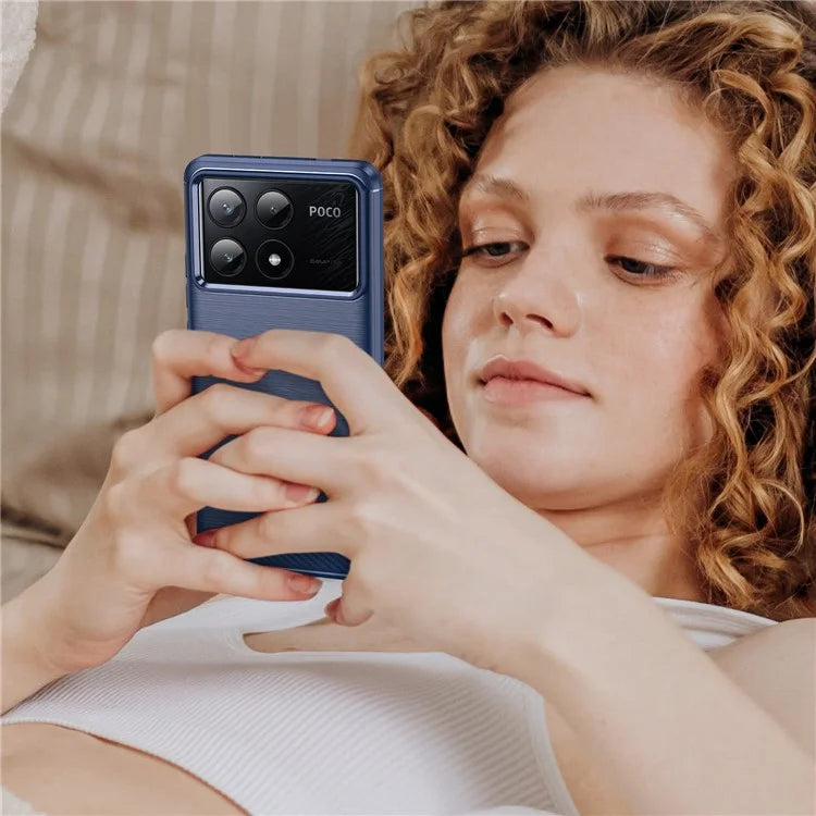 For Xiaomi Poco X6 Pro 5G / Redmi K70E 5G Case Carbon Fiber Texture Phone TPU Cover