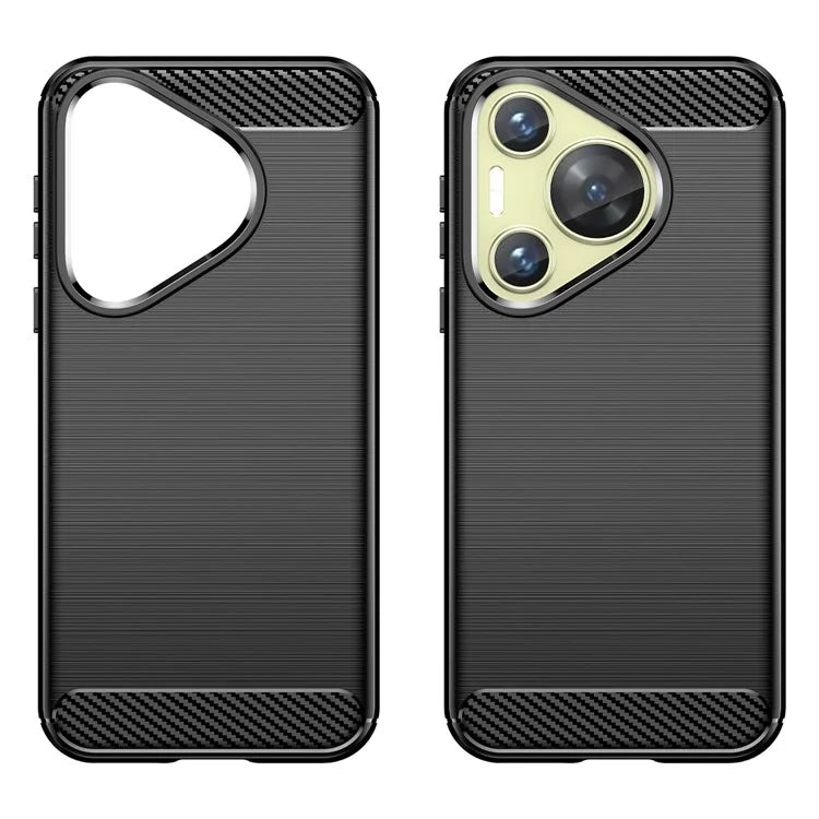 For Huawei P70 Case Brushed TPU Phone Back Cover Carbon Fiber Texture