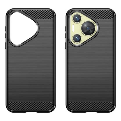 For Huawei P70 Case Brushed TPU Phone Back Cover Carbon Fiber Texture