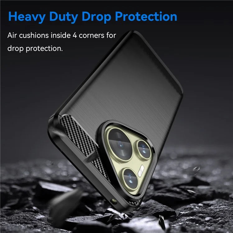 For Huawei P70 Case Brushed TPU Phone Back Cover Carbon Fiber Texture