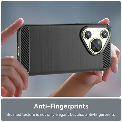 For Huawei P70 Case Brushed TPU Phone Back Cover Carbon Fiber Texture