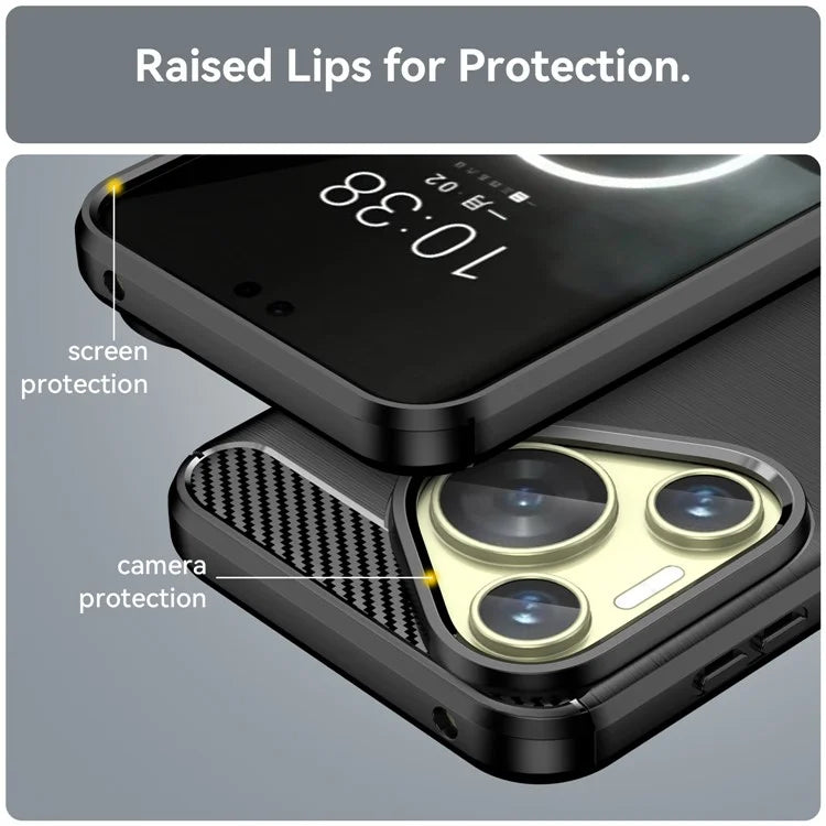 For Huawei P70 Case Brushed TPU Phone Back Cover Carbon Fiber Texture