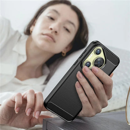 For Huawei P70 Case Brushed TPU Phone Back Cover Carbon Fiber Texture
