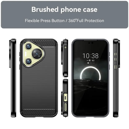 For Huawei P70 Case Brushed TPU Phone Back Cover Carbon Fiber Texture