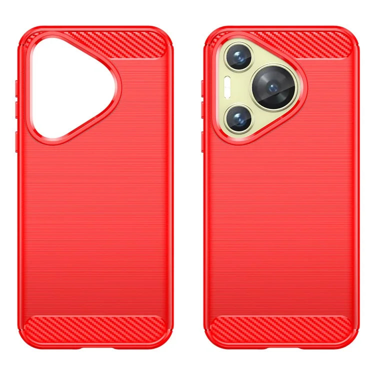 For Huawei P70 Case Brushed TPU Phone Back Cover Carbon Fiber Texture